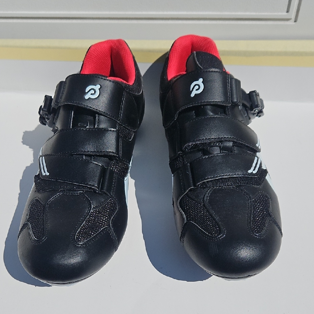 Peloton Black and Red Sneakers with Velcro Straps